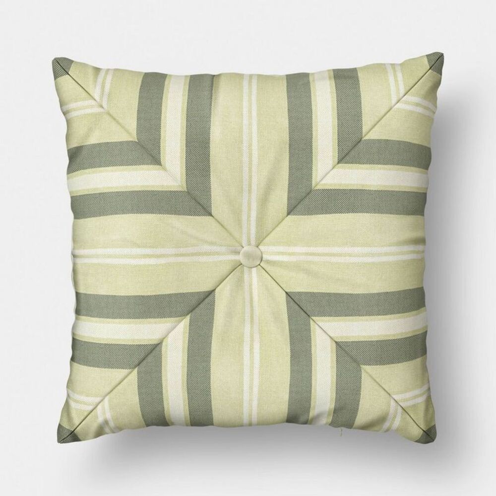 18"x18" Pieced Stripe Outdoor Patio Throw Pillow G Green